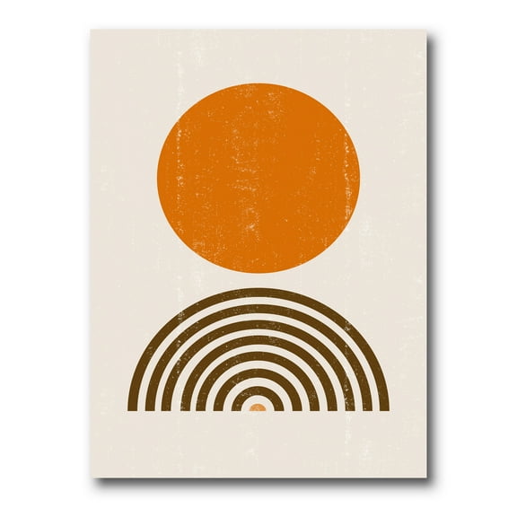 Abstract Minimal Rainbow and Orange Sun I 8 in x 12 in Painting Canvas Art Print, by Designart