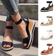 thumbnail image 7 of Nrmvnmi Women's Wedge Espadrille Sandals Summer Open Toe Vintage Casual Wedges Buckle Ankle Strap Sandals Gold Mothers Day Gifts, 7 of 7
