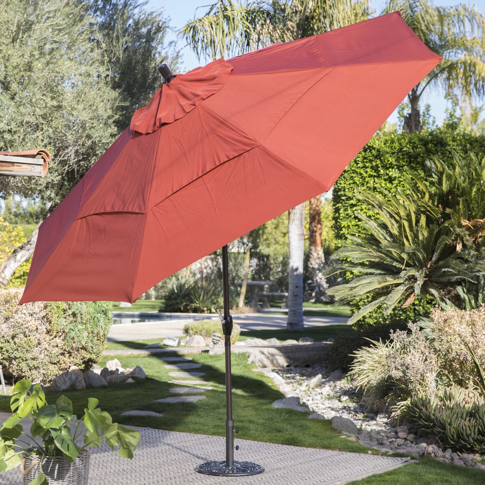 Coral Coast 11-ft. Spun Polyester Patio Umbrella with Push Button Tilt by