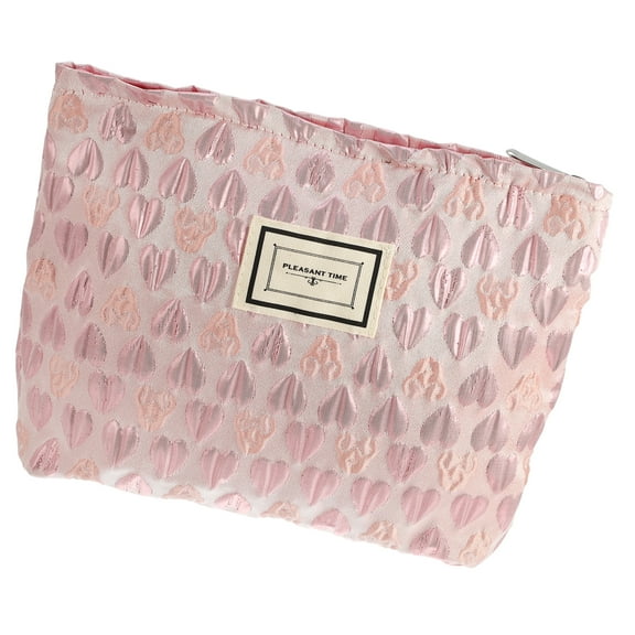 Floral Makeup Bag Zipper Flower Cosmetic Pouch Aesthetic Women Cosmetic Bags Coin Purse for Brushes Pink