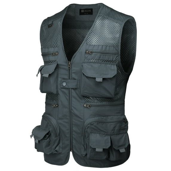 H2H Men's Active Lightweight Outdoor Vests Work Fishing Travel Utility Summer Vest with Multiple Pockets (CMOV058)