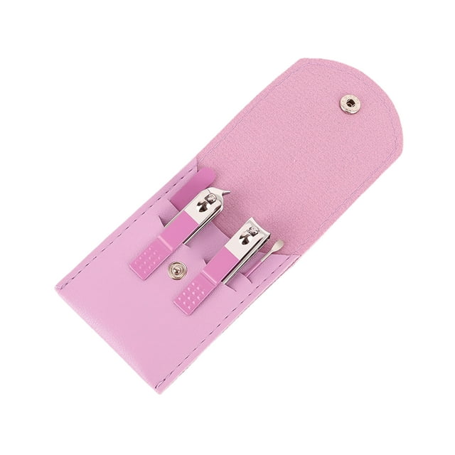 Kit de manicura Qarigey Juego de herramientas para uñas estuche de cuero estilo B morado