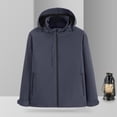 thumbnail image 2 of Mens Windbreaker Zip Front Windbreaker Jacket Unisex Hooded Long Sleeve Solid Zipper Outdoor Detachable Hardshell Coat Gray 3XL, 2 of 6