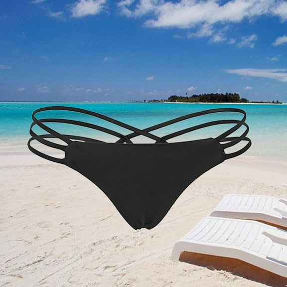NICEXMAS Bikini Thong Swim Bottoms 1Pcs Black for Women Show Body Curve at Pool