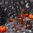 thumbnail image 4 of 2x1.6m/2.2Yards x 63Inch Witches Silver Foil Tulle Pumpkin Black Web Fabric Cat Bat Pattern Mesh Fabric Rectangle Star Polka Dots Craft Fabrics, 4 of 9