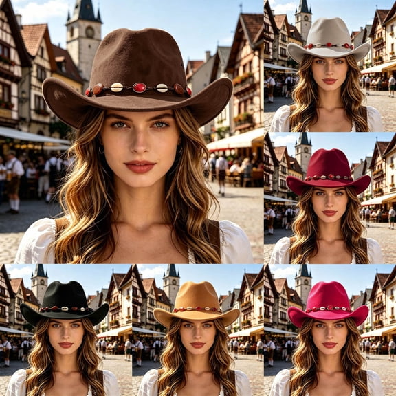 Premium Felt Cowboy Hat with Cattleman Crease Wide Brim Shapeable Western Hat for Men Women Cowgirl Rodeo Daily Wear