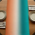 thumbnail image 5 of Teal Burnt Orange Ombre Burlap Cotton Table Runner 13x108 Inches Long, Modern Gradient Abstract Art Farmhouse Table Runners, Outdoor Dining Tablecloths Decor for Baby Shower/Party/Wedding, 5 of 8