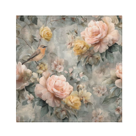 1 Pack 20'' x20" Satin Table Napkins Dinner Napkins for wedding Party Decoration events Scattered Birds and Flowers