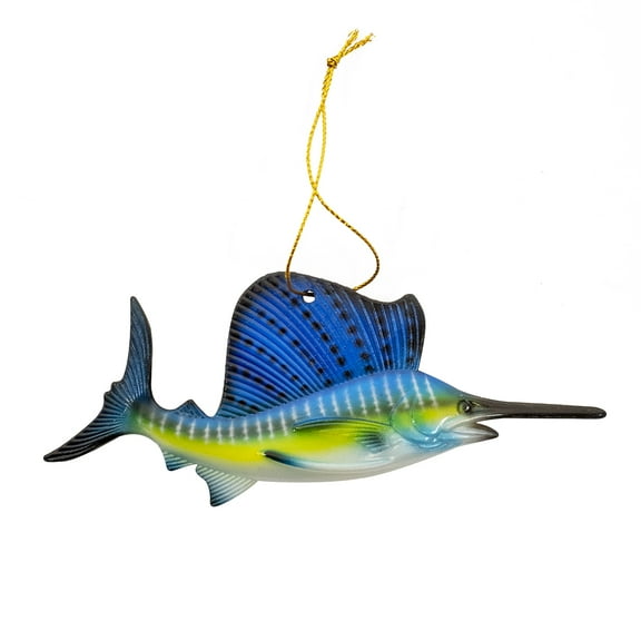 Blue Sailfish 5" Hanging Christmas Tree Ornament Nautical Coastal Home Holiday Decor Xmas Gift Topper