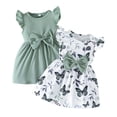 thumbnail image 2 of Girls Summer Dresses Flowy Tierless A-Line Bow Detail Spaghetti Strap Casual Beach Sundress Green 18-24 Months, 2 of 4