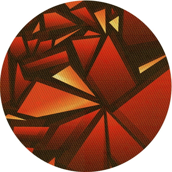 Ahgly Company Indoor Round Patterned Mahogany Brown Area Rugs, 7' Round