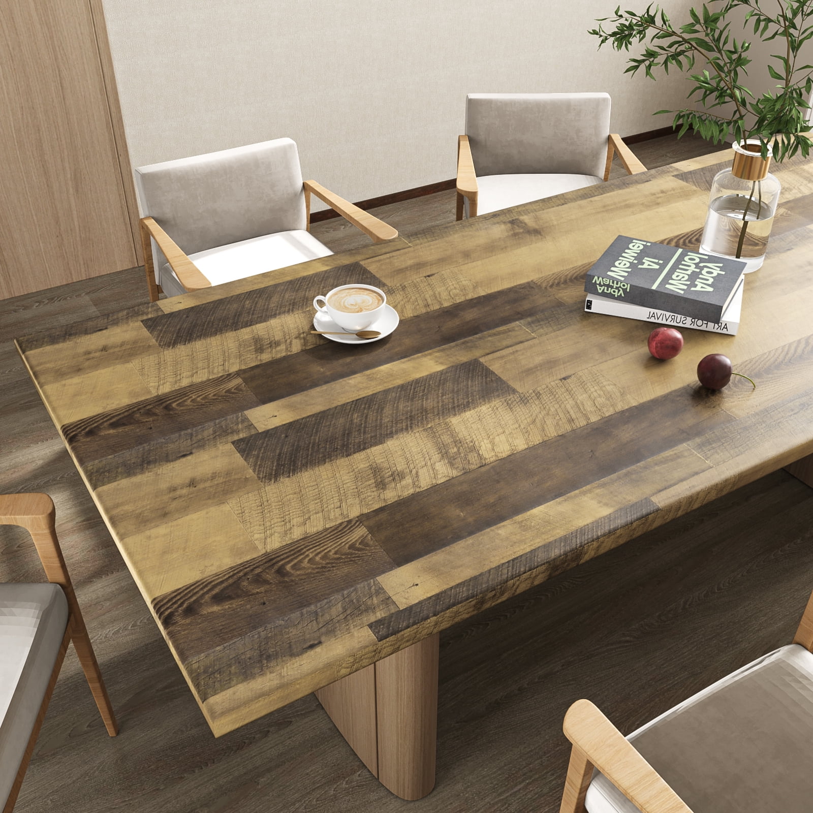 VEELIKE Brown Wood Plank Contact Paper for Countertops Waterproof Peel and Stick Wood Wallpaper Self Adhesive Removable Vinyl Roll Wood Panel Contact Paper for Cabinets Furniture Kitchen 15.7''x354''