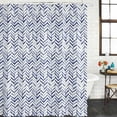 thumbnail image 2 of Blue Line Bathroom Shower Curtains with Hooks, Retro Abstract Art Geometric Watercolor Blue Stripe Waterproof Fabric Washable Shower Curtain for Home Hotel Bathtub Decor 72x72 Inch, 2 of 9