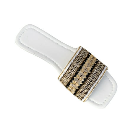 

Fanxing Sandals for Women Wide Width Summer Outdoor Casual Slides Elastic One Strap One Toe Comfortable Roman Slippers