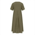 thumbnail image 5 of QUNYINEY Short Sleeve Womens Summer Dresses Vintage Casual A-Line Dress Flowy Empire Waist V Neck Maxi Dresses, 5 of 5