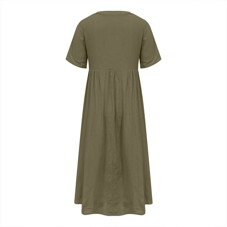 QSAWXQZ Women's Maxi Dress Short Sleeve V Neck Knee Length Button A Line Dress Lace Patchwork Vintage Boho A Line Dress Olive Green S - Walmart.com QSAWXQZ Women's Maxi Dress Short Sleeve V Neck Knee Length Button A Line Dress Lace Patchwork Vintage Boho A Line Dress Olive Green S - Walmart.com