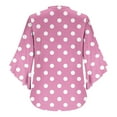 thumbnail image 6 of CHGBMOK Women Polka Dots V Neck T Shirt Puff Sleeve 3/4 Sleeve Blouse Casual Loose Tunic Pullover Shirts, 6 of 7