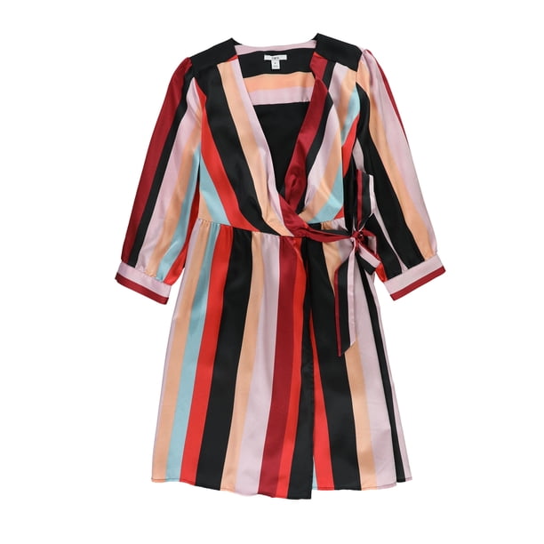 bar III Vestido Cruzado a Rayas para Mujer, Multicolor, X-Small