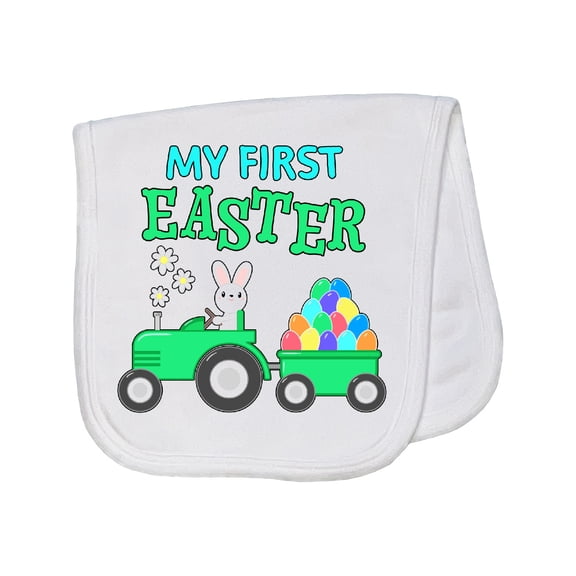 Inktastic My First Easter Bunny and Tractor Baby Burp Cloth