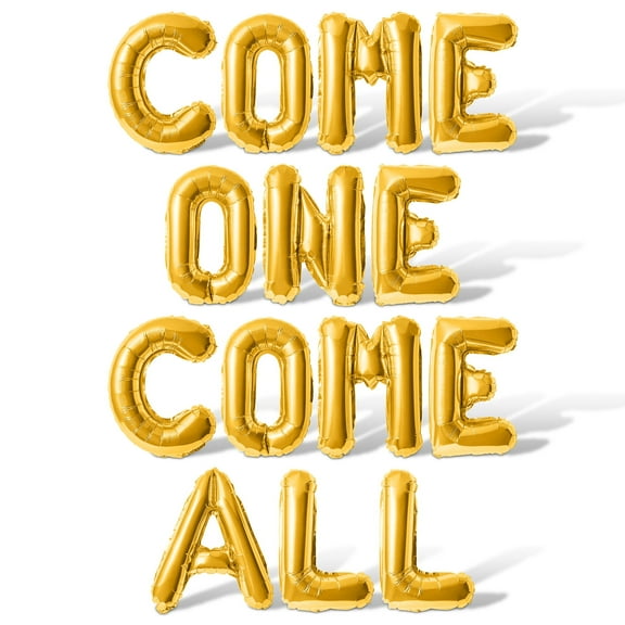 Letter Balloons - COME ONE COME ALL 16" Inch Alphabet Letters Foil Mylar Balloon 1st Birthday Party Banner (Gold)