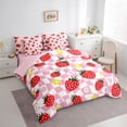 thumbnail image 3 of Homewish Kawaii Red Strawberry Bedding Comforter Set 7-Piece for Girls,Groovy Floral Flowers King Bedding Sets,Geometric Plaid Grid Ultra Soft Bed Sheets,Luxury Bedroom Decor,Reversible, 3 of 8