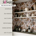 thumbnail image 3 of S4sassy Self-Stick Decorative Wallpaper, Pastel Peach Blossom Print Wall Paper, Textured Vinyl Waterproof Contact Paper, Brown, 25"x120" Removable Renter Friendly Wall Covering For Bedroom, 3 of 6