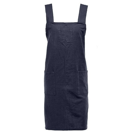 

Meizhencang Solid Color Anti-oil Cross Back Pockets Kitchen Cooking Apron without Waist Ties