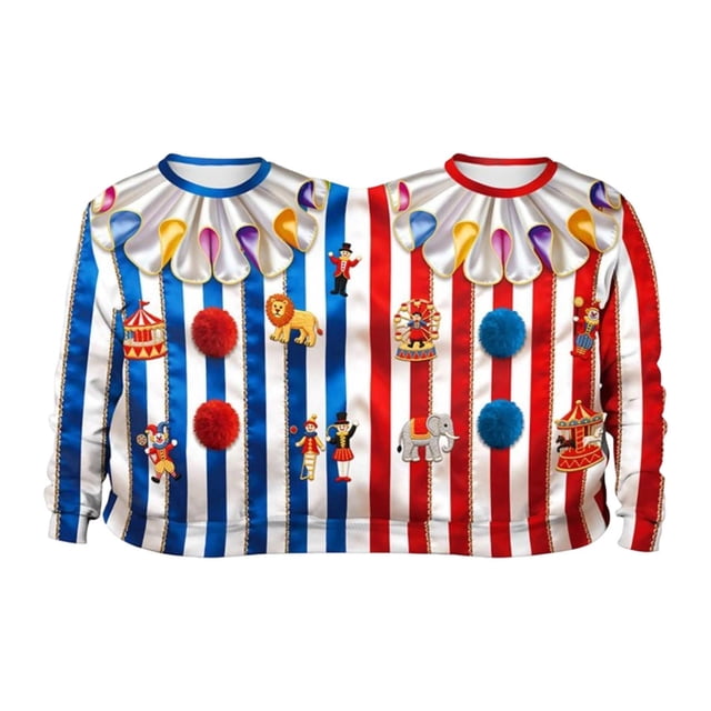 Sudadera divertida de payaso para parejas, ideal para adultos, mujeres y hombres, perfecta para festivales y ocasiones especiales. Azul Rojo