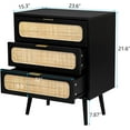 thumbnail image 2 of RARZOE Rattan Nightstand Dresser Chest of 3 Drawers, Wood Storage Dresser Cabinet Organizer Unit for Bedroom Closet Living Room Office(Black), 2 of 14