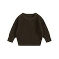 thumbnail image 4 of FAOWME Kids Girls Boys Sweater Crew Neck Long Sleeve Solid Color Knitted Warm Soft Fashion Top For Autumn Winter Daily Wear,Dark Green,3-4 Years, 4 of 4