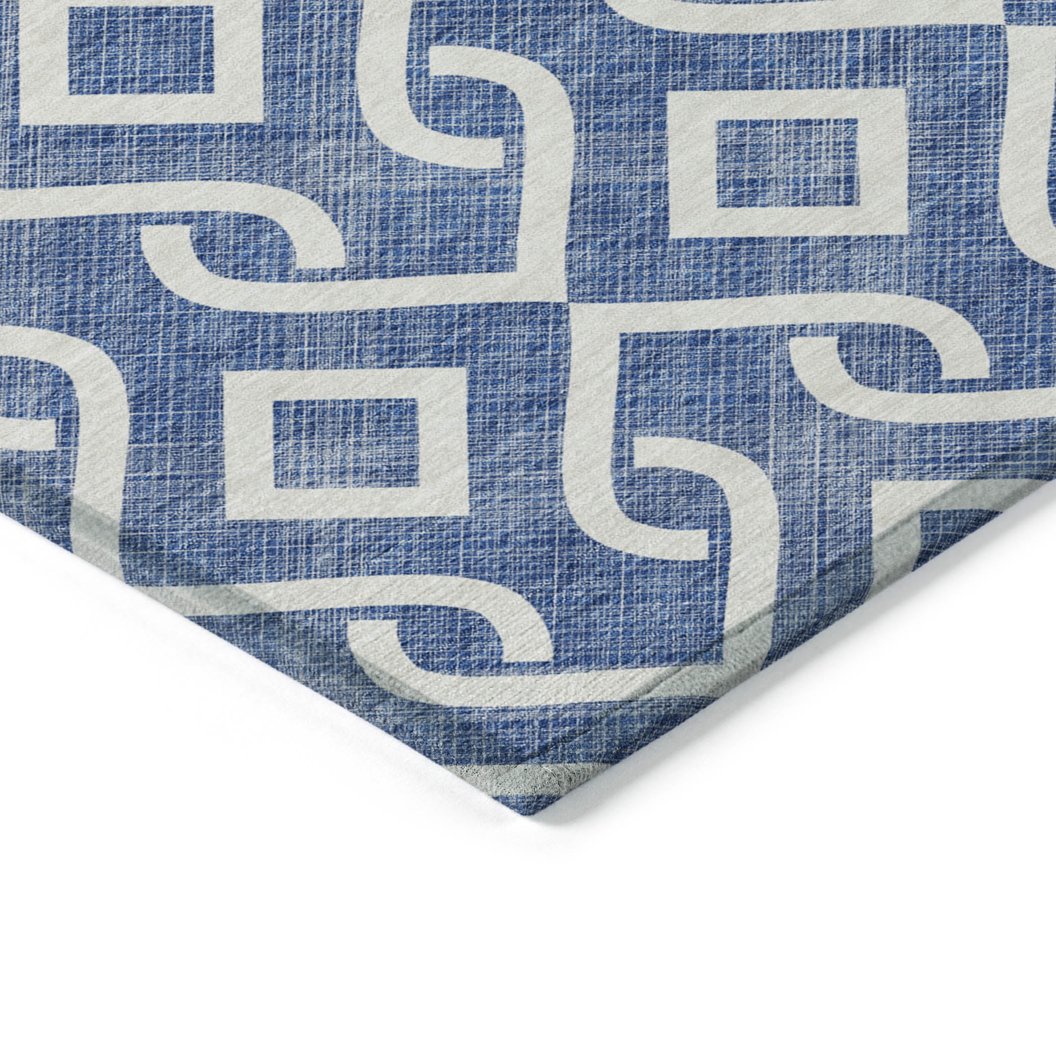 Addison Rugs Chantille Indoor/Outdoor Transitional Geometric Blue Washable Runner Rug, 2'3" x 7'6"