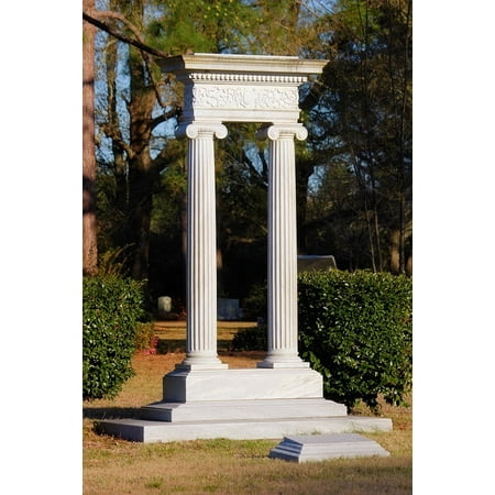Monument Headstone - Canvas Print Headstone Cemetery Grave Monument Statue Pillars Stretched Canvas 10 x 14