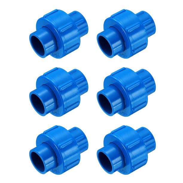 Uxcell 6Pcs 1/2" Unión Acoplamiento Accesorio de Tubo (Enchufe x Enchufe) Adaptador de Unión Deslizante Schedule 40, Junta de EPDM, Azul