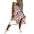 thumbnail image 4 of Robe Sans Manches Florale avec Bandage Bretelles Spaghetti et Split Design pour les Femmes, 4 of 7