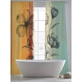 thumbnail image 5 of Floral Orange Sheer Curtains 84 Inch Length 2 Panels Set, Multicolor Striped Decadent Botanical Flower Voile Window Treatment Curtains Sheers Drapes for Bedroom/Living Room/Kitchen 52"x84"x2, 5 of 7