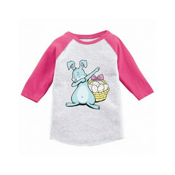 Awkward Styles Dabbing Easter Bunny Raglan Shirt for Kids Easter Bunny Jersey Tshirt Easter Egg Gifts for Kids Funny Easter Bunny Baseball Jersey for Boys Easter 3/4 Sleeve Shirt for Girls Easter Gift