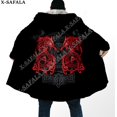 thumbnail image 1 of Capa gruesa y cálida con capucha para hombre, abrigo con estampado 3D de armadura vikinga con símbolo de tatuaje de cuervo, abrigo de lana a prueba de viento, bata de Manta, 9, 1 of 4