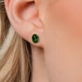 thumbnail image 3 of Gem Stone King 14K White Gold Green Chrome Diopside Double Notch Stud Earrings | 2.40 Cttw | Gemstone Birthstone | Oval 8X6MM | Gold Earrings for Women Men, 3 of 6