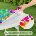 thumbnail image 5 of Colorful Rainbow Tie Dye Spiral Pattern Round Fitted Tablecloth with Elastic Edge,Dining Table Cover Waterproof,Outdoor Round Tablecloth for Camping,Dining,Indoor and Outdoor, 5 of 7