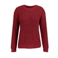 thumbnail image 3 of Women's Ribbed Knit Sweater, Textured Crewneck Pullover, Soft Thick Knit Top for Fall and Winter, Comfortable Chunky Knit Sweater for Women, Cozy Casual Ribbed Crewneck Sweater for Daily Wear Red, 3 of 9