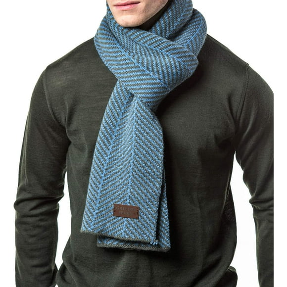 GALLERY SEVEN Winter Scarf for Men, Soft Knit Scarves, in an Elegant Gift Box - Gray/Blue - One Size