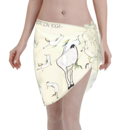 Ocsxa Unicorn Doing Yoga Print Sarong Coverups For Women Bathing Suit Wrap Swimsuit Skirt Beach Bikini Cover Up Swimwear