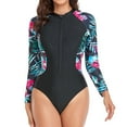thumbnail image 3 of Stralyhd Womens Swimsuits Tummy Control Rash Guard Surfing Swimwear Long Sleeve Modest Swimsuits Zip Front Athletic Bathing Suit Multicolor M, 3 of 6