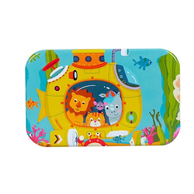EQWLJWE Puzzle Toys 60PCS Iron Box Puzzles Cartoon Wooden Puzzles Toddler Children Learning Education Toy