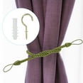 thumbnail image 6 of Uxcell Curtain Tiebacks Ropes, 4 Pack Braided Curtain Tie Backs with Screw Hooks & Bolts, Dark Green, 6 of 6
