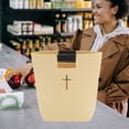 thumbnail image 4 of WRITWAA 1Pc Felt Bible Tote Beige with Cross Design and PU Handle Large Capacity for Shopping, 4 of 7