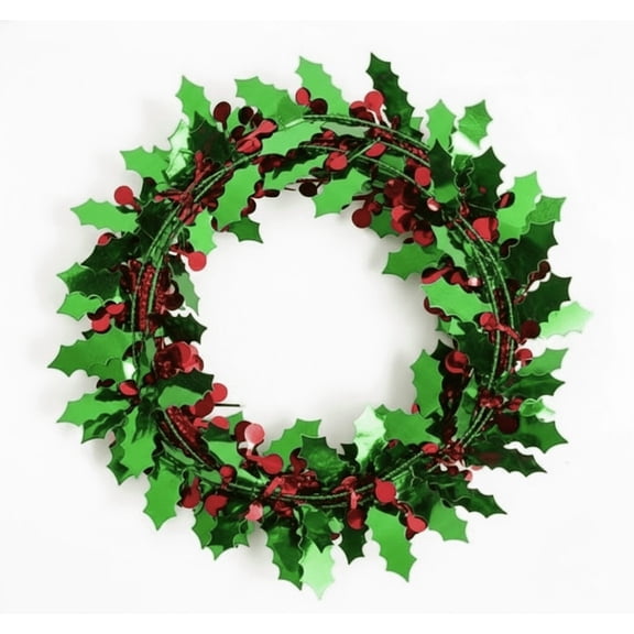 PMU Christmas Holly and Berry Garland 1 Pc Green/Red Christmas Party Decoration Ornament 25ft Pkg/1