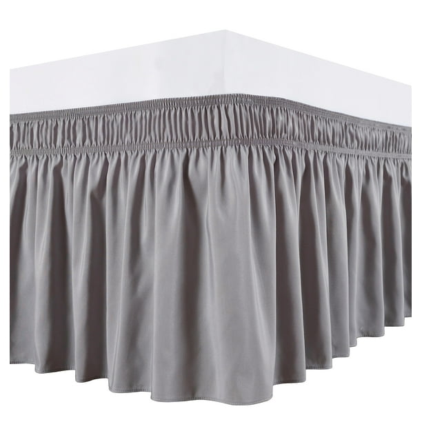 Falda de cama Biscaynebay Wrap Around Queen de 15 cm en forma de gota, gris plateado