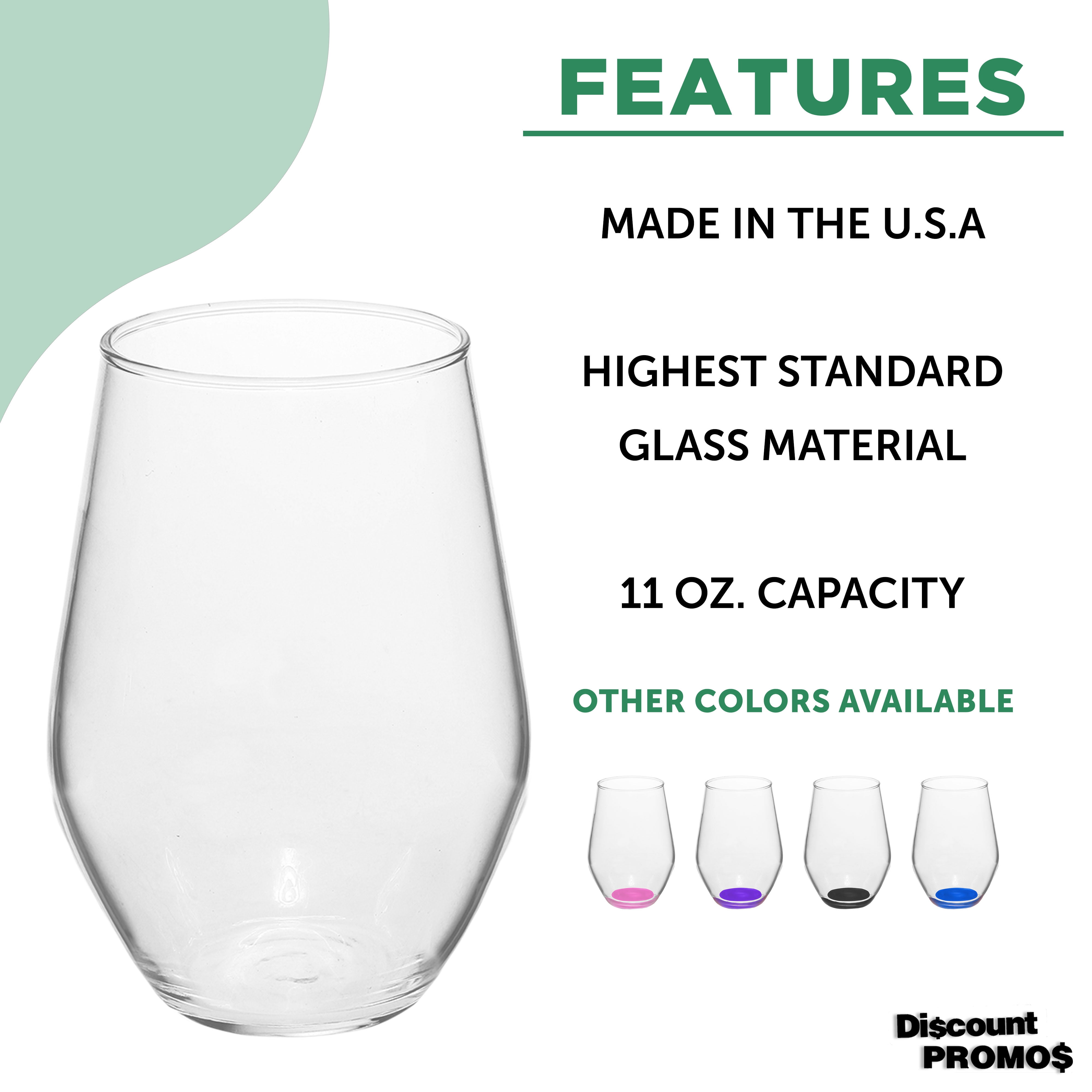 Concerto Stemless Wine Glasses 11 oz. Set of 12, Bulk Pack - Restaurant Glassware, Perfect for Red Wine, White Wine or Cocktails - Clear