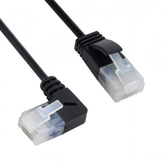 Xiwai Ultra Slim Cat6 Ethernet Cable RJ45 Left Angled to Straight UTP Network Cable Patch Cord 90 Degree Cat6a Lan for Laptop Router TV BOX